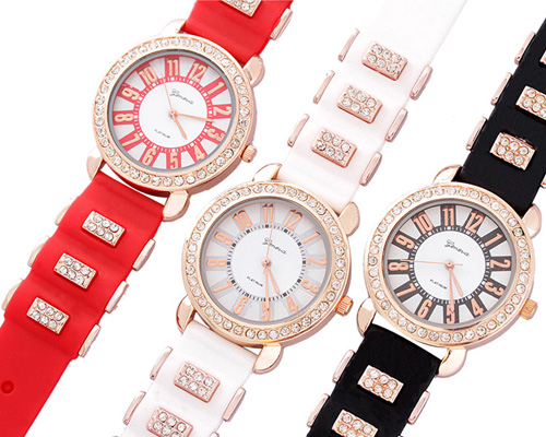 Luxury crystal silicone watch (2)