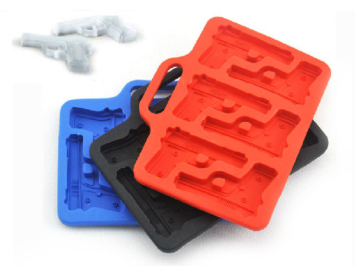 freezon handgun pistol shaped ice cube tray silicone colorful chocolate mould creative ice cube maker